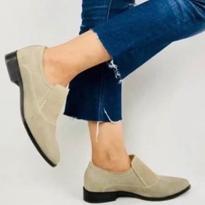 Free People Brady Suede Ankle Bootie Loafer Leather Tan Pointed Toe shoes